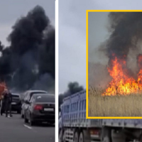 Фура, груженая 10 тоннами растительного масла, полностью сгорела на павлодарской трассе 